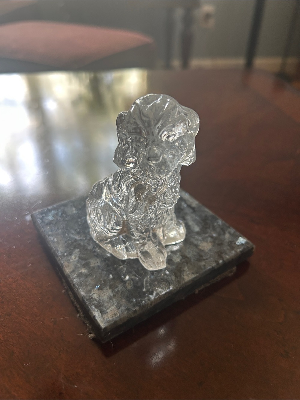 Beautiful vintage lead crystal Cocker Spaniel puppy figurine paperweight.